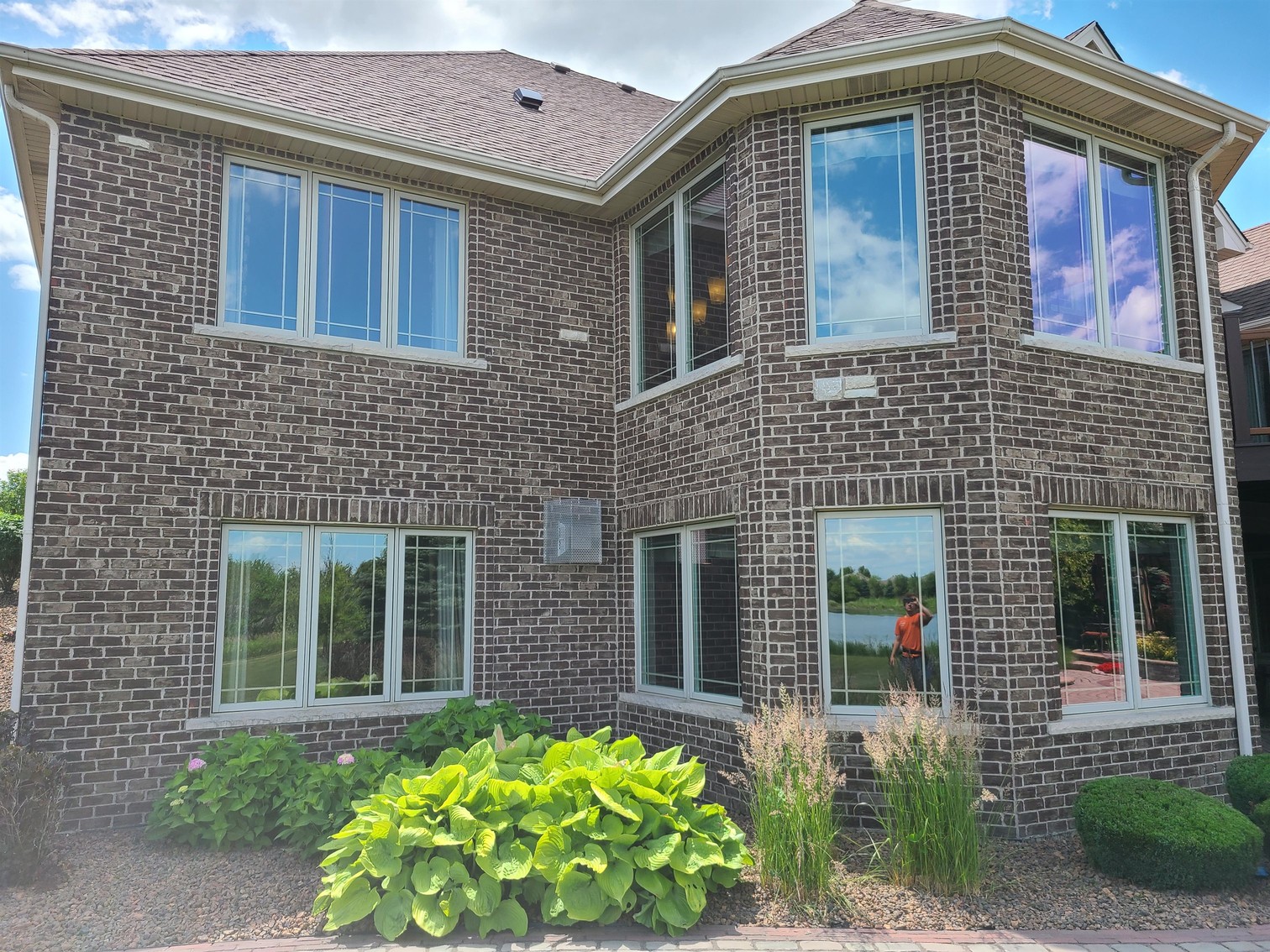 Exterior window cleaning on a residential property