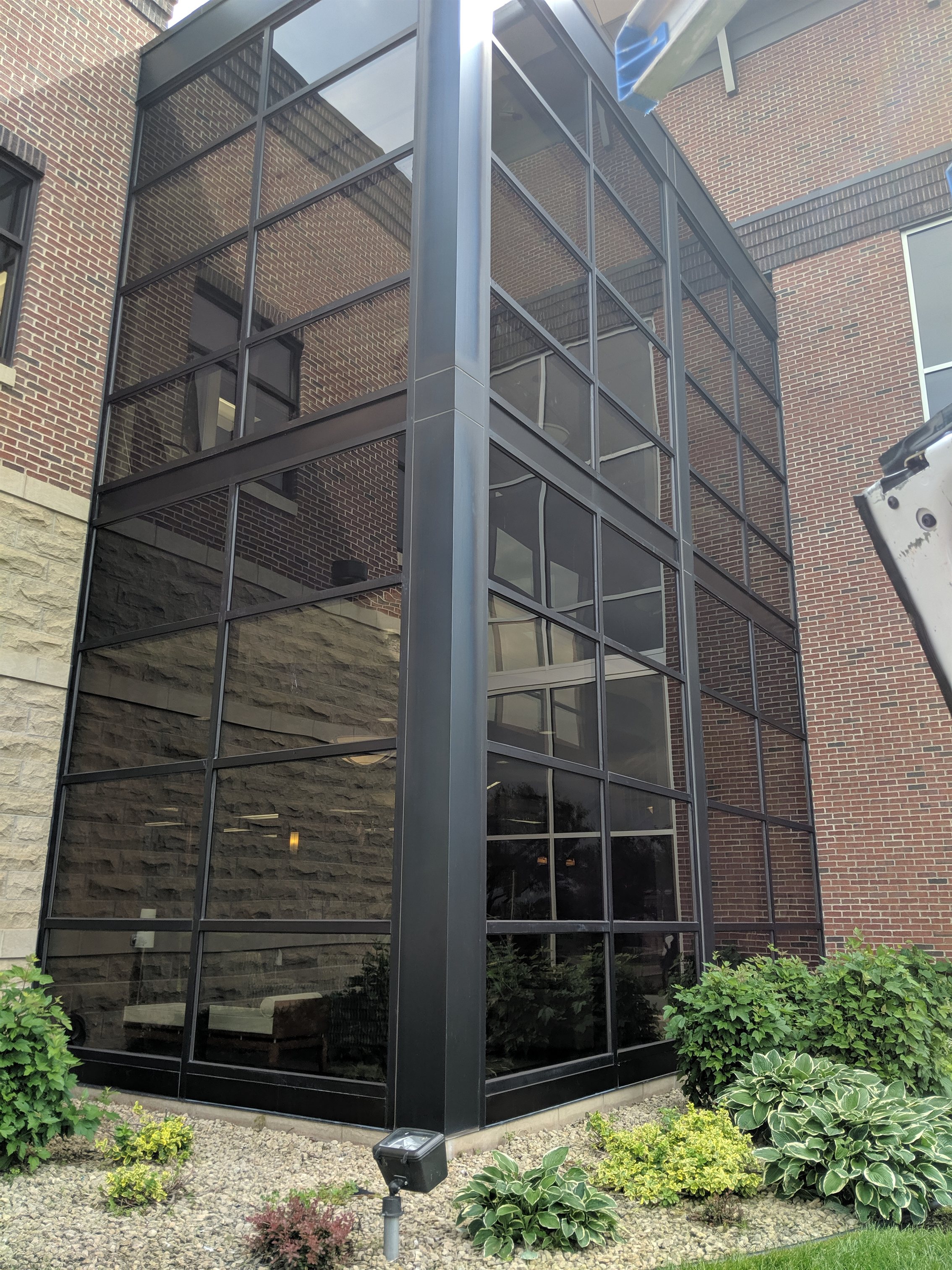 Window cleaning job in progress