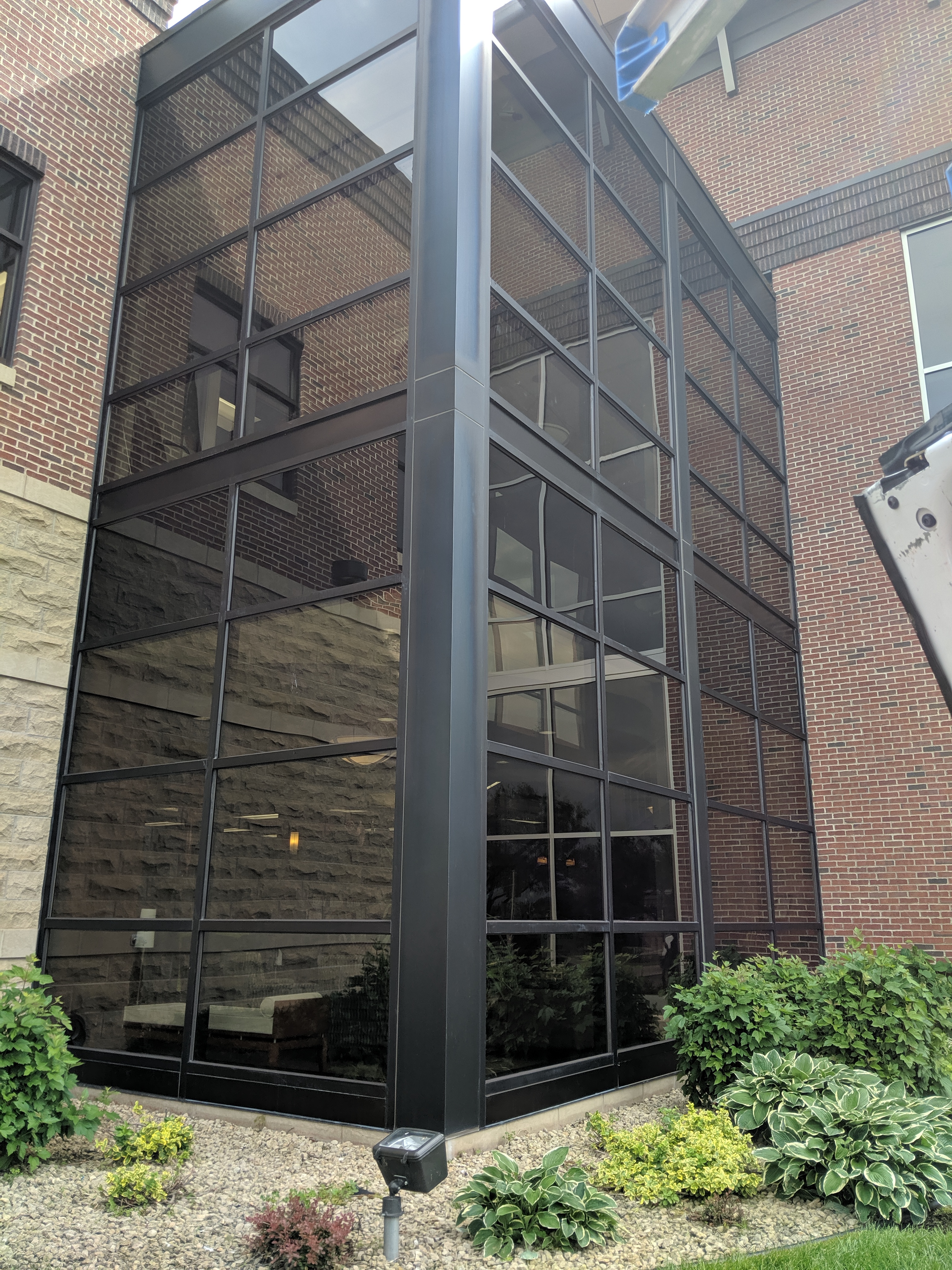 Window cleaning job in progress